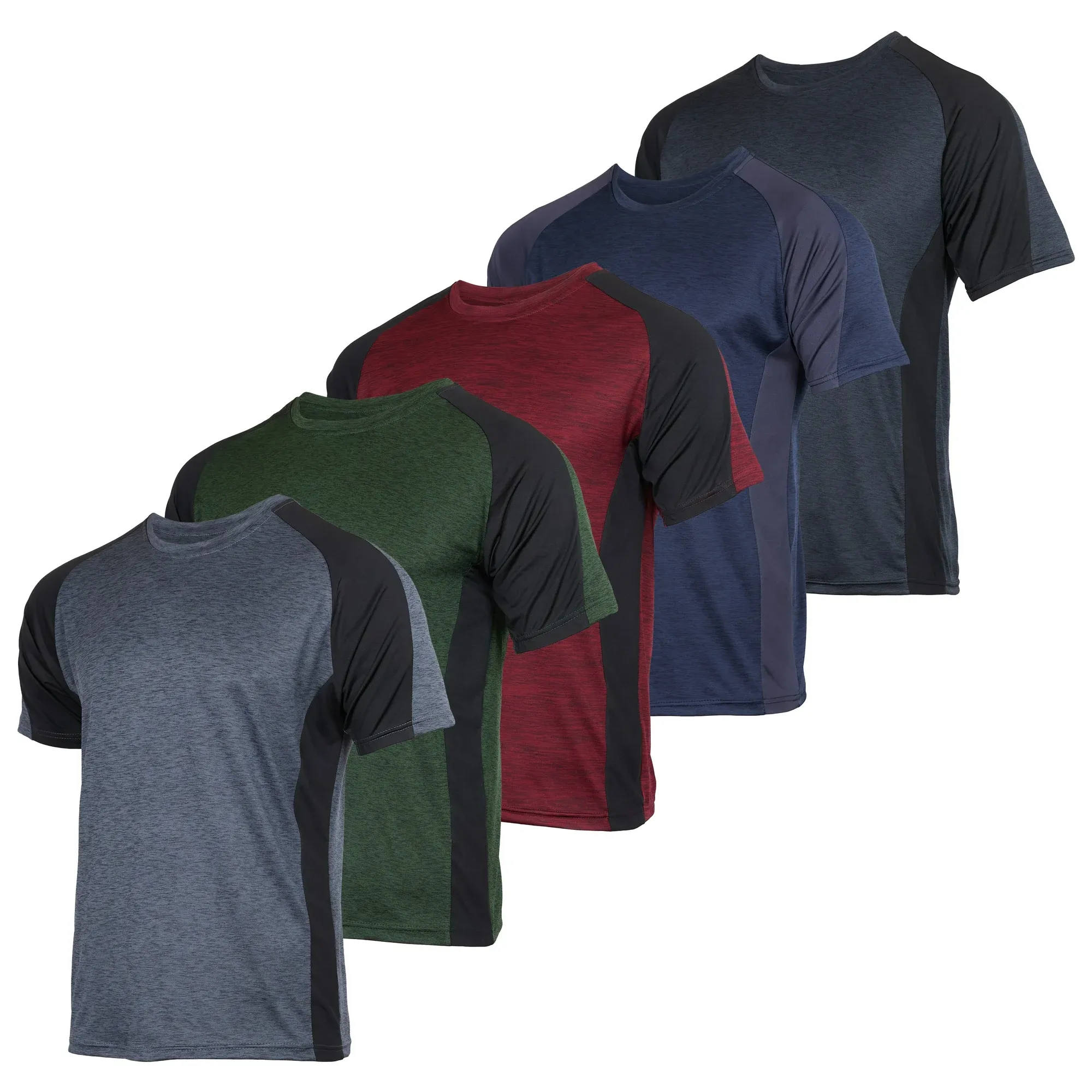 Real Essentials 5 Pack: Mens Short Sleeve Dry Fit Active Crew Neck T Shirt - Athletic Running Gym Workout Tee Tops, Men's, Size: Medium