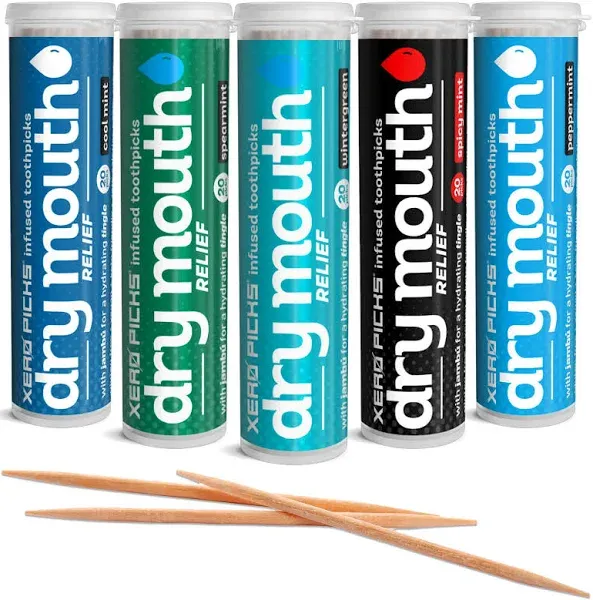 Dry Mouth - Infused Flavored Toothpicks for Long Lasting Fresh Breath &amp; Dry M...