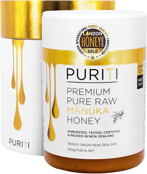 PURITI Manuka Honey MGO 300+ / UMF 10+ | 100% Pure Genuine Raw Manuka Honey | 8.8 Oz / 250g | Harvested, Tested, Certified and Packed in New Zealand