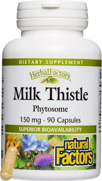 Natural Factors, Herbal Factors, Milk Thistle, 250 mg, 60 Capsules