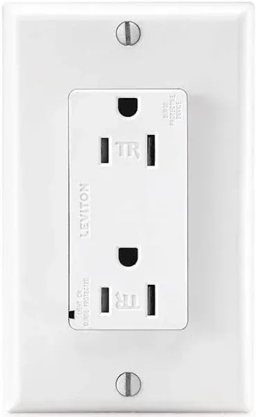 Leviton T5280-W 15 Amp, 125 Volt, Tamper Resistant, Decora Duplex Surge