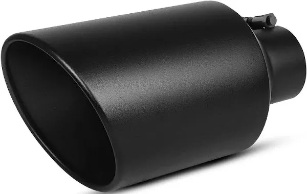 Black 4 inch Inlet 8 Outlet 15 Long Rolled Truck Exhaust Tip Tail Pipe