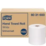 Tork Universal Hand Towel Roll, Notched, 7.5" x 630 ft, White, 6 Rolls/Carton