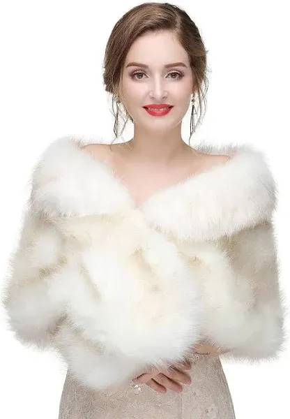 Decahome Women's Faux Fur Shawl