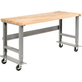 Global Industrial 72x36 Mobile Adjustable Height C-Channel Leg Workbench