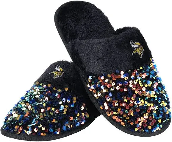 FOCO Women's NFL Team Logo Sequin Slippers