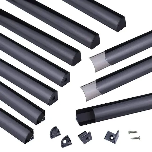 Muzata 10Pack 3.3Ft/1M Black LED Channel System