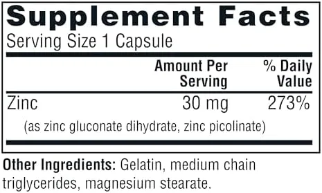 TwinLab Zinc Caps, Chelated, 30 mg, Capsules