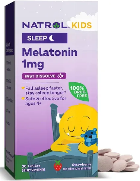 Natrol, Kids Melatonin, 1 mg, Strawberry 40 Tabs