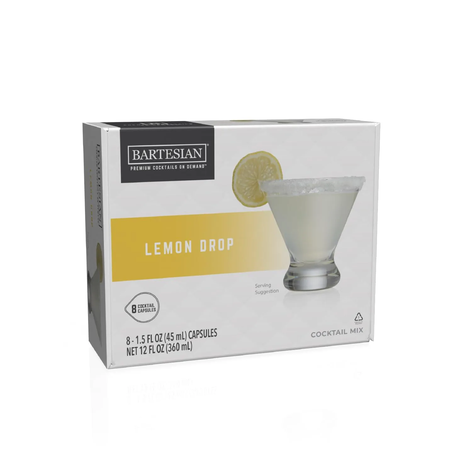 Bartesian Lemon Drop Cocktail Mixer Capsules, Pack of 8 Cocktail Capsules, for Bartesian Premium Cocktail Maker (55446)