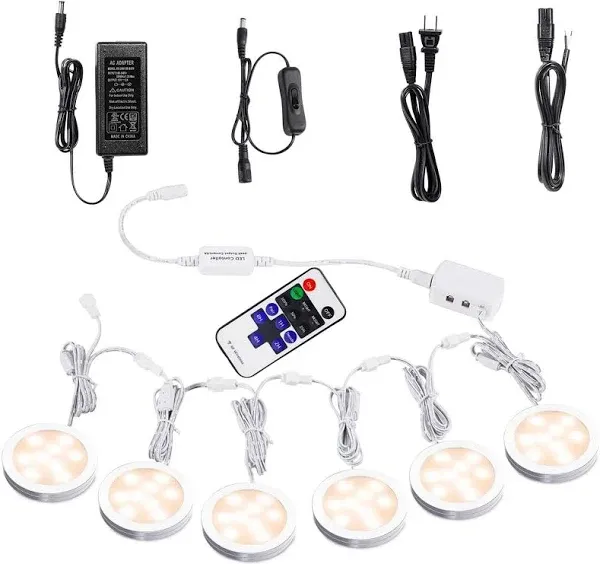 LED Under Cabinet Light with Remote Control Kitchen Under Counter Light Set of 6