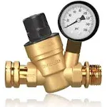  RV Water Pressure Regulator, Brass Lead-Free Water Pressure Reducer Adjustable