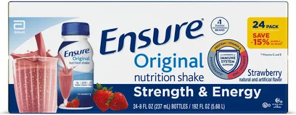 Ensure Plus Nutrition Shake with Fiber, Chocolate, 24 Count