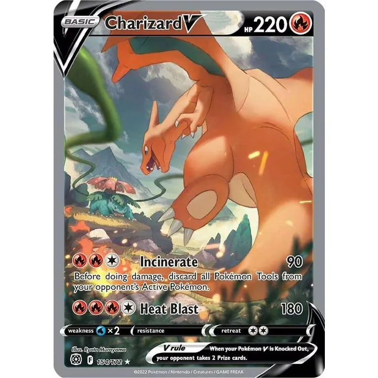 Pokemon Sword & Shield Brilliant Stars Ultra Rare Charizard V #154 Trading Card Game