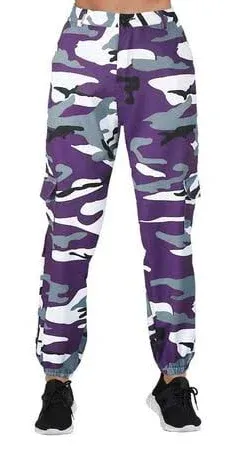 Women's Camouflage Elastic Waist Jogger Pants with Pockets