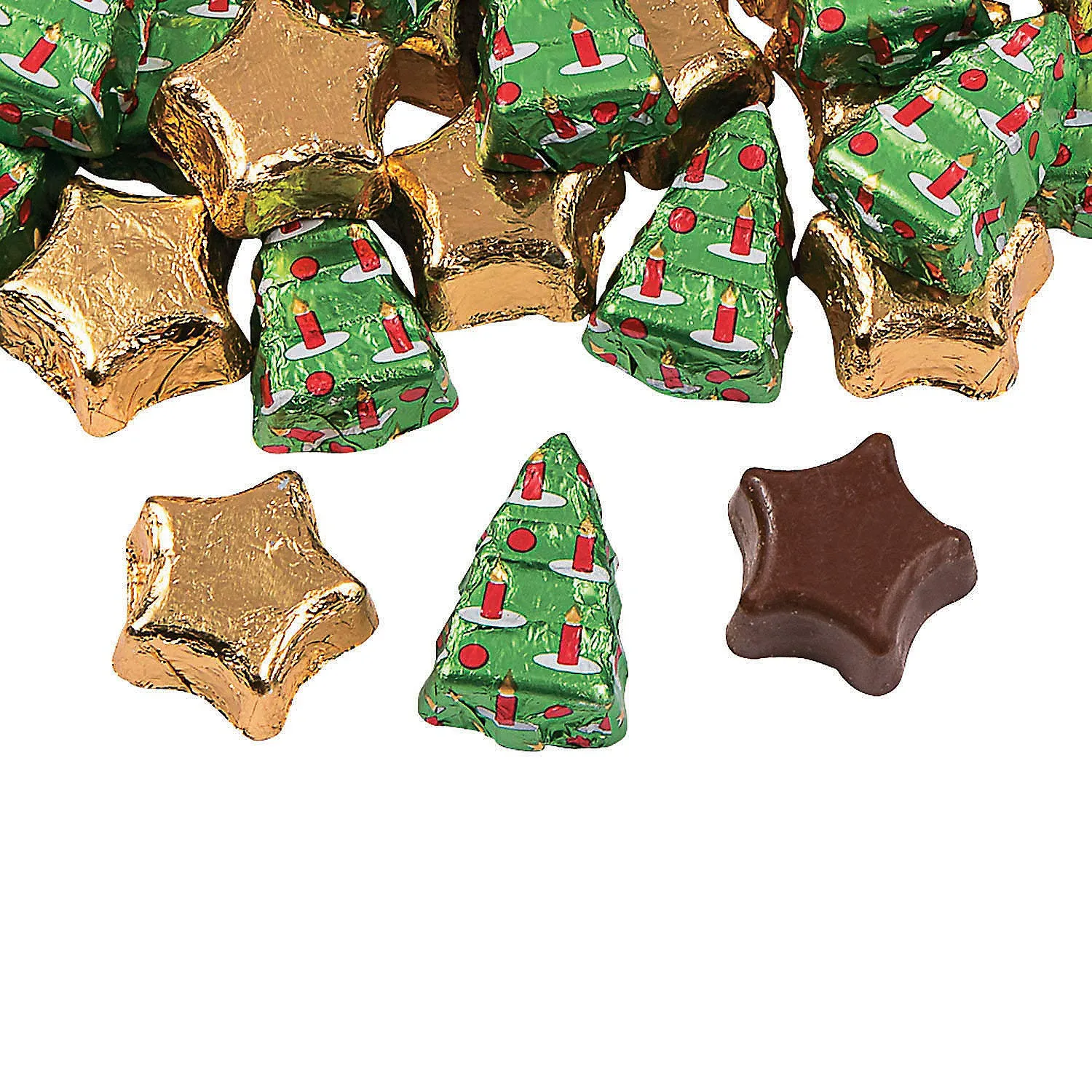 1 lb. Christmas Tree & Star-Shaped Chocolate Candy - 57 Pc.