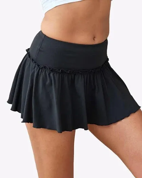 Avidlove Sexy Mini Skirt for Women Solid Ruffle Lingerie Skirt Short Skirts