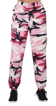 Women's Camouflage Elastic Waist Jogger Pants with Pockets