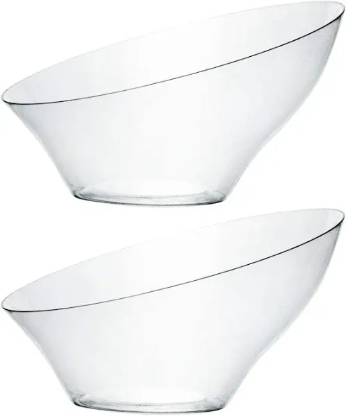  Disposable Angled Plastic Bowls Round Serving Bowl, Elegant for Medium Clear