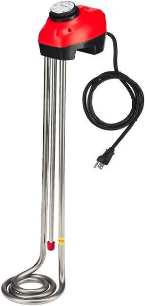 KD 1300W Immersion Bucket Water Heater, Auto Shutoff, Overheating Prevention, Auto Water Level Senor, Adjustable Thermostat, Easy-to-Use (RED / 1300 WATT)