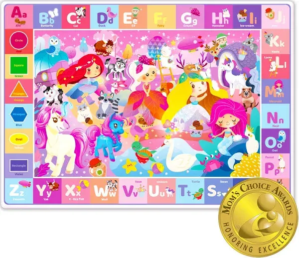 QUOKKA 40x60 Inch Super Soft Plush Surface ABC Unicorn and Princess Desing Playmat for Toddlers & Infants