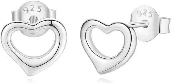 Lavishe Women's 925 Sterling Silver Open Heart Stud Earrings