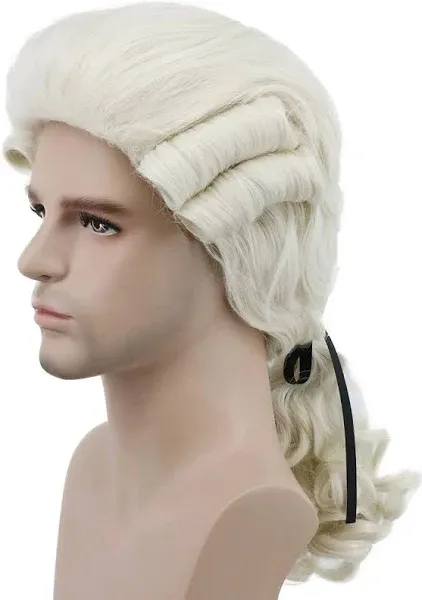 Judge Colonial Wig Long Wave Beige Washington Costume Cosplay Wig Halloween