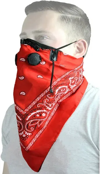 Filtered Face Dust Cover Washable Adjustable Work Red Bandanna NEW Mask