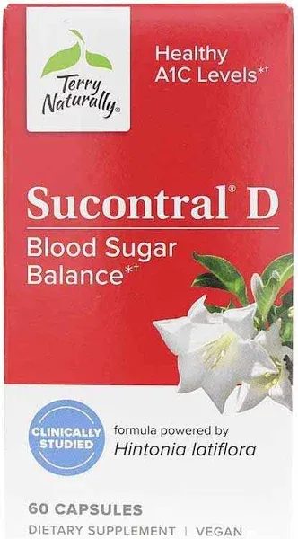 Terry Naturally Sucontral D - B-Complex & Folate Supplement - Carbohydrate Metabolism Support - Vitamin & Mineral Supplement with Zinc & Chromium - 60 Capsules (Pack of 3)