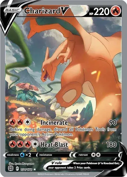 Pokemon Sword & Shield Brilliant Stars Ultra Rare Charizard V #154 Trading Card Game