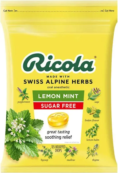 Ricola 984450 LemonMint Cough Treatment Drops - 105 Count