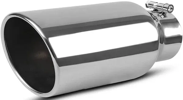 AUTOSAVER88 4 Inch Inlet Exhaust Tip Inlet Outlet 15" Overall Length Finish Stainless Steel Exhaust Tail Tip Outside