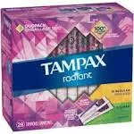 Tampax Radiant Regular/Super Unscented Tampons (8 oz, 28 ct)