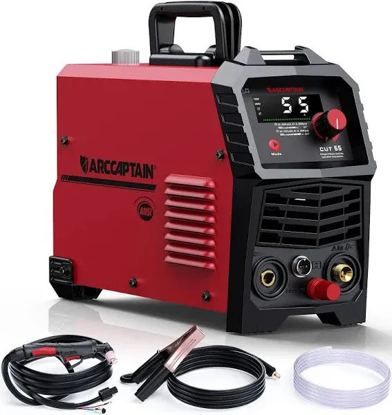 Arccaptain iControl CUT55 Pro Plasma Cutter, 55 Amp Non-Touch Pilot Arc 110v/220v Plasma Cutter Machine, Large LED Display and 2t/4T