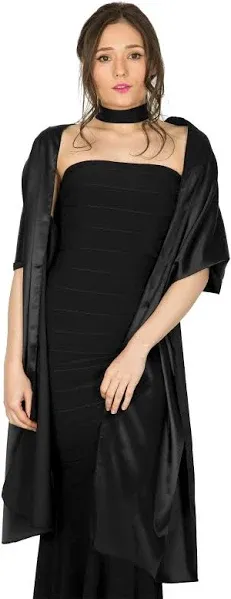 BlackButterfly Satin Shawl Bridesmaid Wedding Wrap Scarf