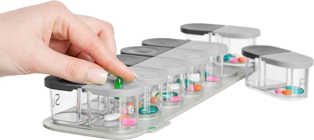 Sagely Smart Extra Large Pill Organizer - Sleek XL 7 Day AM/PM Pill Box with Free Reminder App