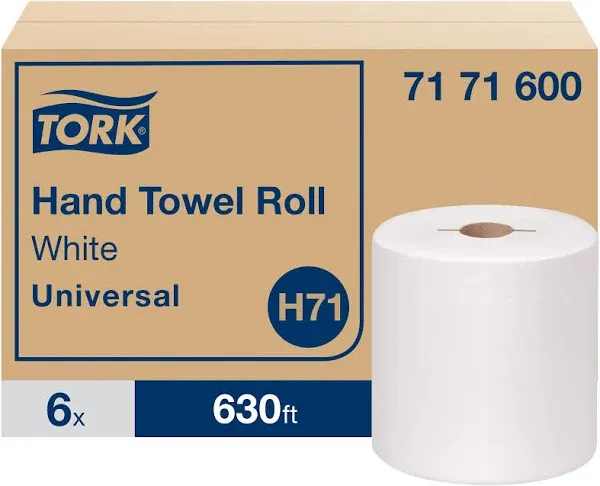 Hand Towel, Roll, Universal, White, 1-ply, Embossed, H71, 630ft, 7.5" x 7.8" x 1.9", case/6