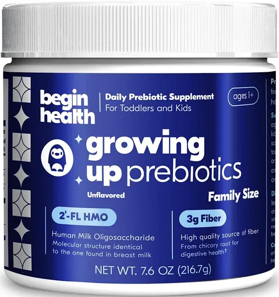 Begin Health Growing Up Daily Prebiotics 28 Pack Kids Digestion Powder NEW!