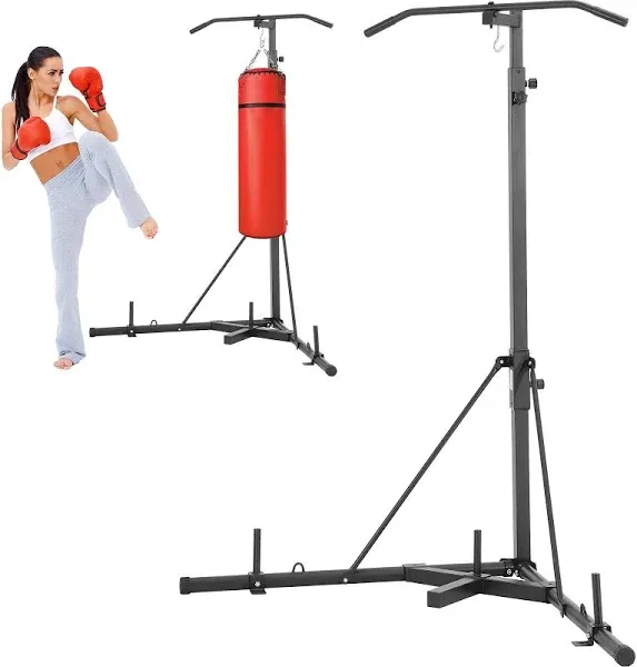 2in1 Boxing Bag Punch Bag Stand Pull Up Station Bracket Frame Exercise Fitness