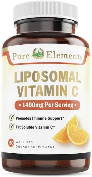 Pure Organic Elements - Liposomal Vitamin C Dietary Supplement Capsules Non G...