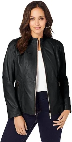 Jessica London Women's Plus Size Leather Jacket