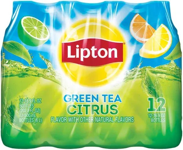 Lipton Green Tea, Citrus, 12 Bottles