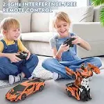 Bluejay Transform RC Cars for Boys 4-7 8-12, 2.4GHz 1:18 Scale Remote Control Car Transforming Robot, One-Button Deformation 360