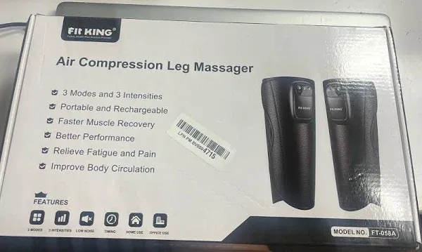 Fit King Leg and Foot Calf Massager w/ Heat 3 Modes Pain Relief 2 Heating Levels