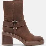 Dolce Vita Boots Camros Brown Suede Harness Heeled Ankle Booties