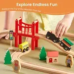 Tiny Land Wooden Train Set for Children 39 Pcs