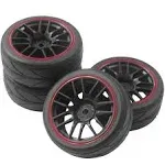 Sharegoo 12Mm Hex Wheel Rims &amp; OD 2.59&#034; Rubber Tires for RC 1/10 On-Road 