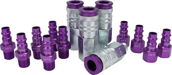 Milton 14 pc 1/4 in. Purple V-Style Quick Coupler/Plug Set