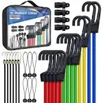 Bungee Cords with Hooks,30 PCS Bungee Cords Assorted Sizes in Storage Bag 