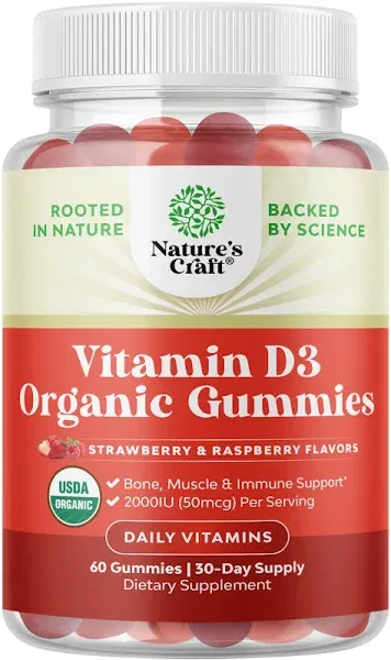 Vitamin D3 Organic Gummies 2000IU per Serving - 60 Gummies